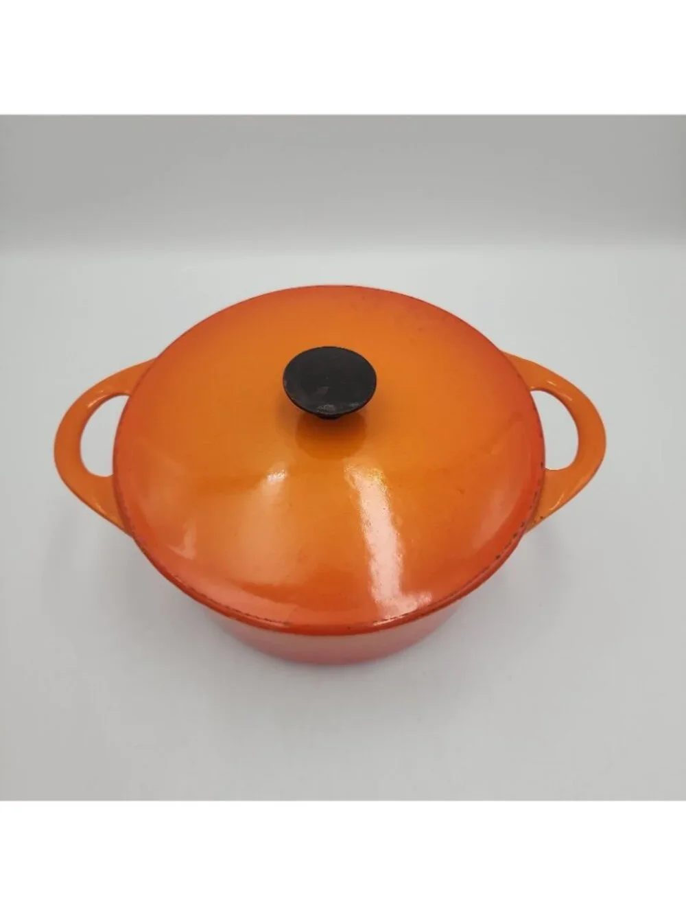 Vintage Cousances Le Creuset Flame Orange Cast Iron 16 Round Dutch Oven 3 Qt